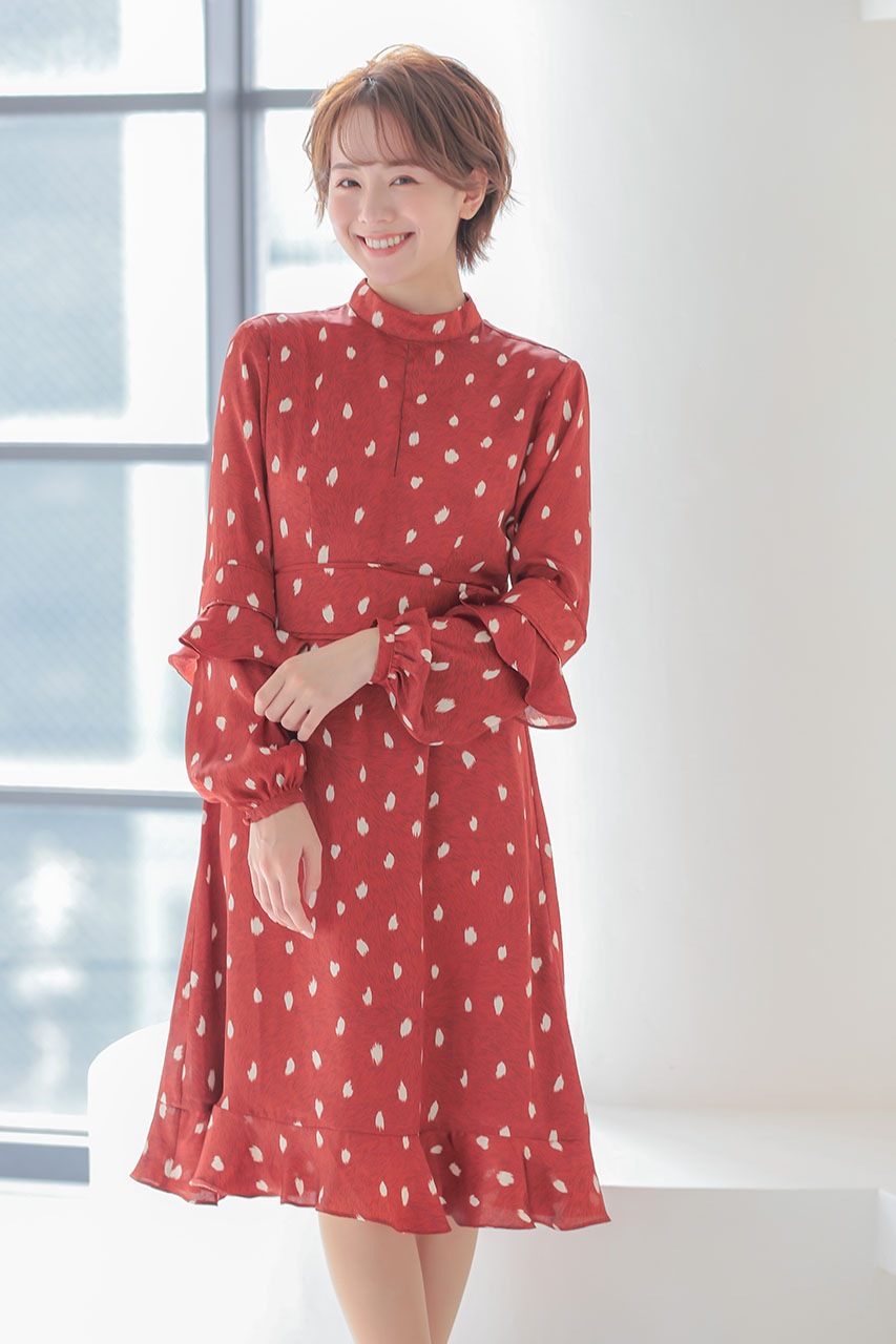 プリントフリルサテンワンピース C529bd パーティードレス ワンピースの通販classy And Fabulous