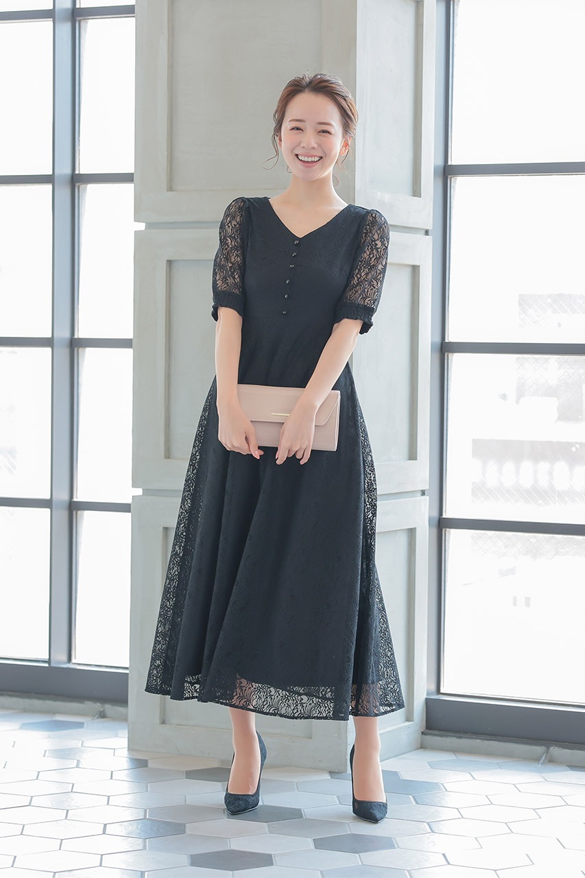 バックレースアップワンピース CF007BK ｜パーティードレス・結婚式 