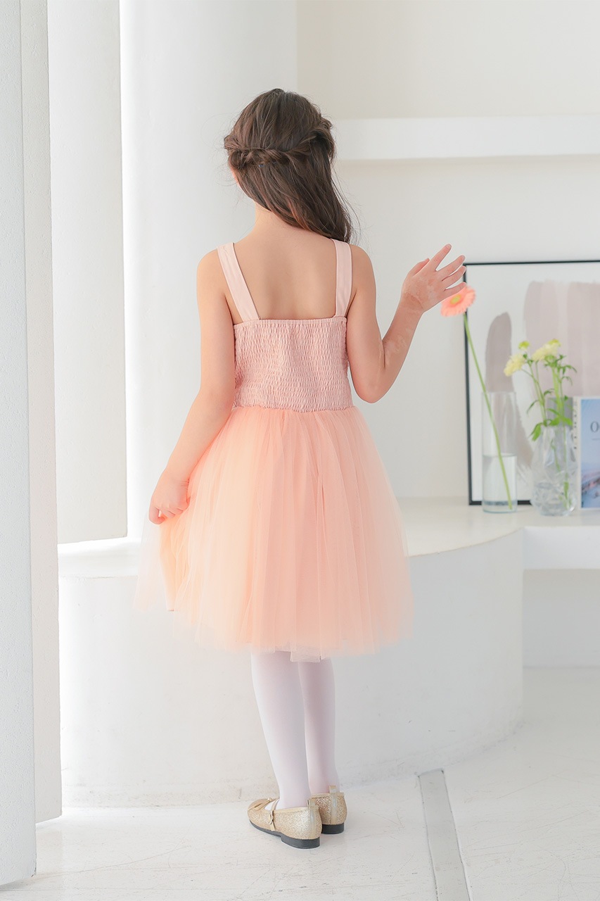 ピンクゴールドスパンメッシュワンピース 5-8歳 LMK31392NP