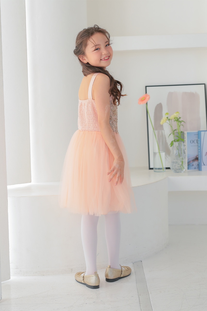 ピンクゴールドスパンメッシュワンピース 5-8歳 LMK31392NP