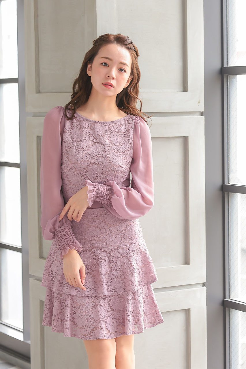 シフォンスリーブティアードレースワンピース LM17859LPR