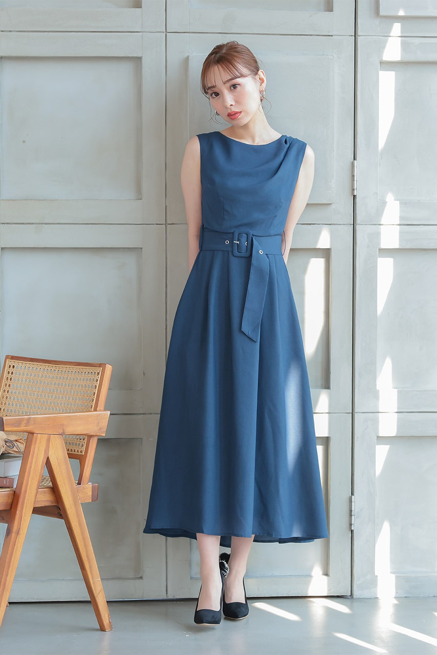 アウトレット品50%OFF】ウエストベルトタックワンピース Mサイズ