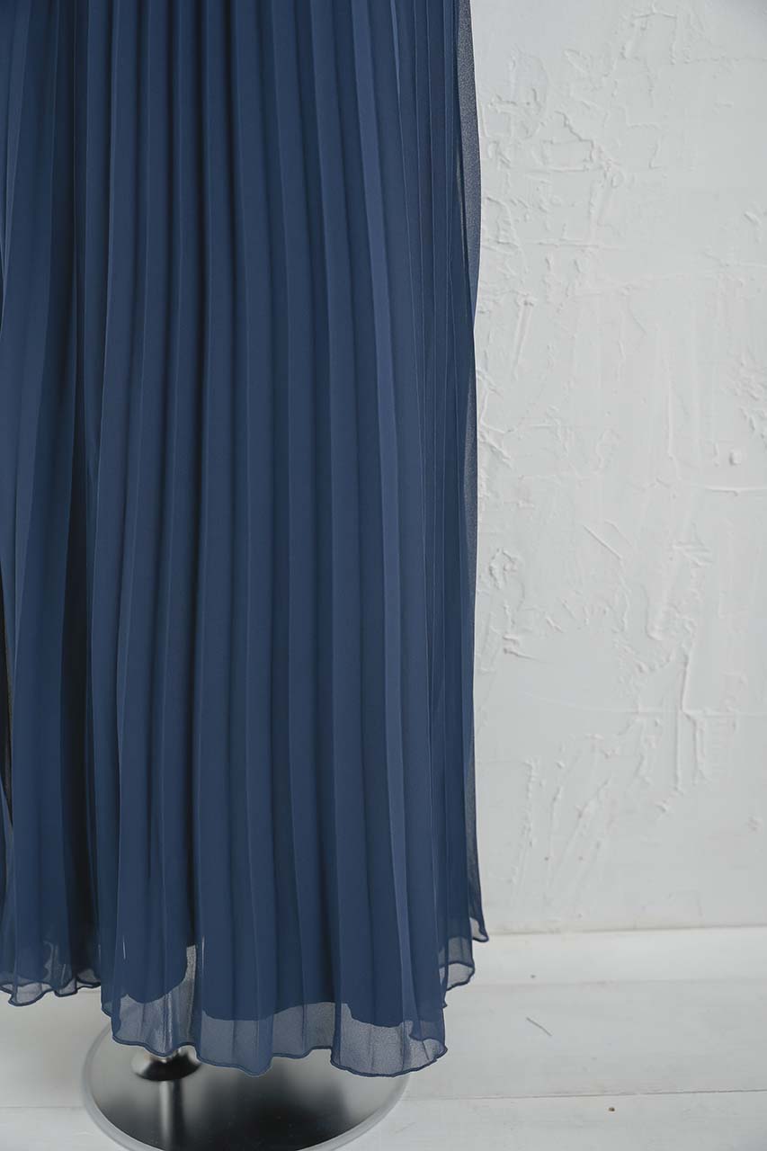 国内発| SOLACE LONDON プリーツシフォン ドレープマキシドレス シフォンプリーツレースコンビマキシドレス C52817NY