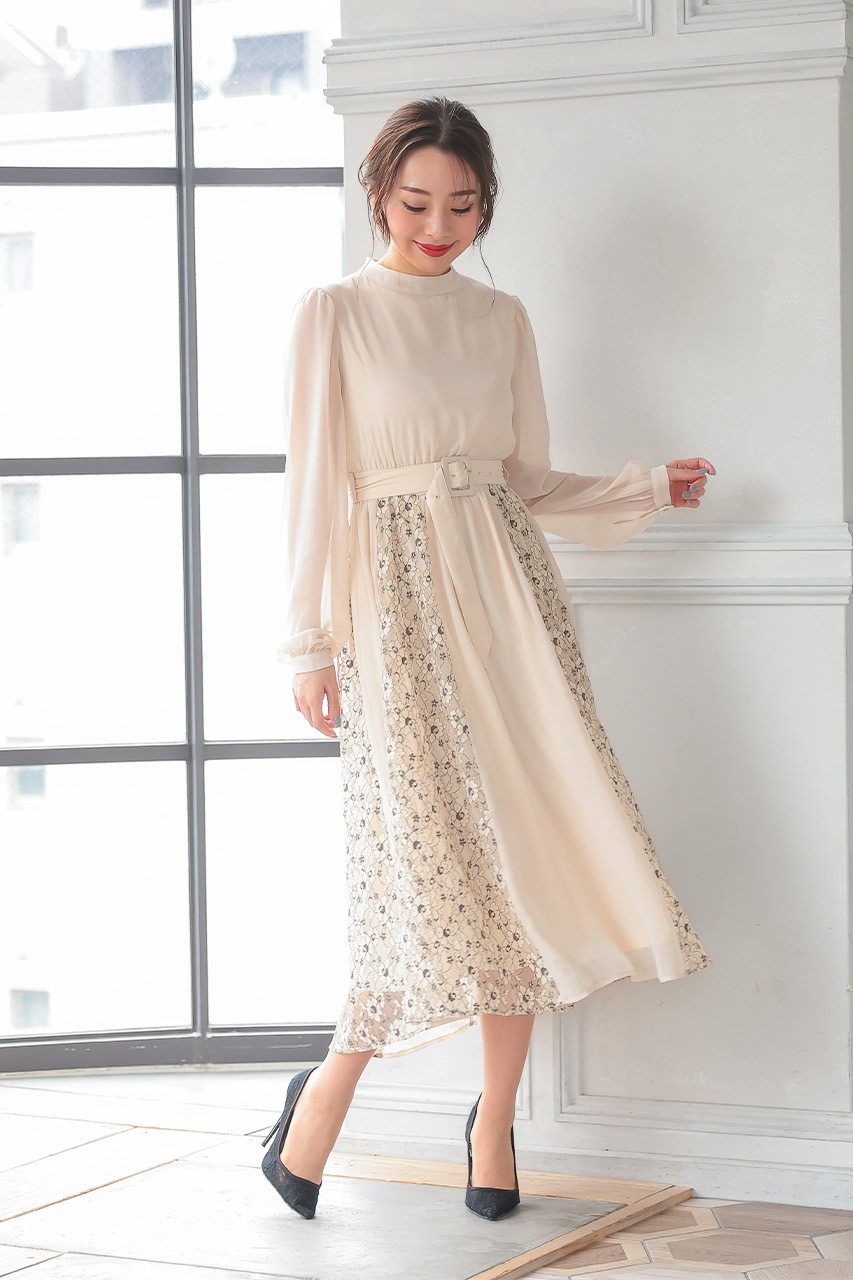 サイドレースシフォンワンピース Cf003be パーティードレス 結婚式ワンピースの通販classy And Fabulous