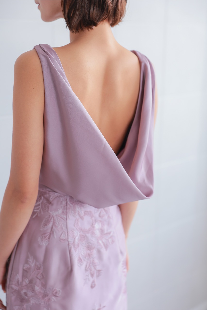 エンブロイダリーカウルバックロングドレス C71305LI ｜パーティー