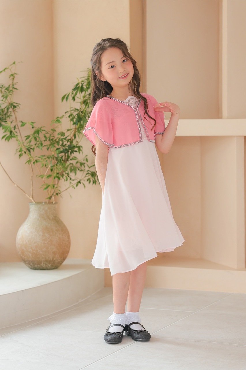 エアリーシフォンビーズボレロ PINK 5-8歳 LMK26884P ｜パーティー