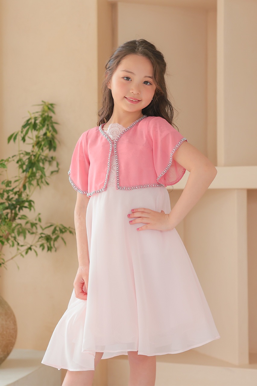 エアリーシフォンビーズボレロ PINK 5-8歳 LMK26884P ｜パーティー