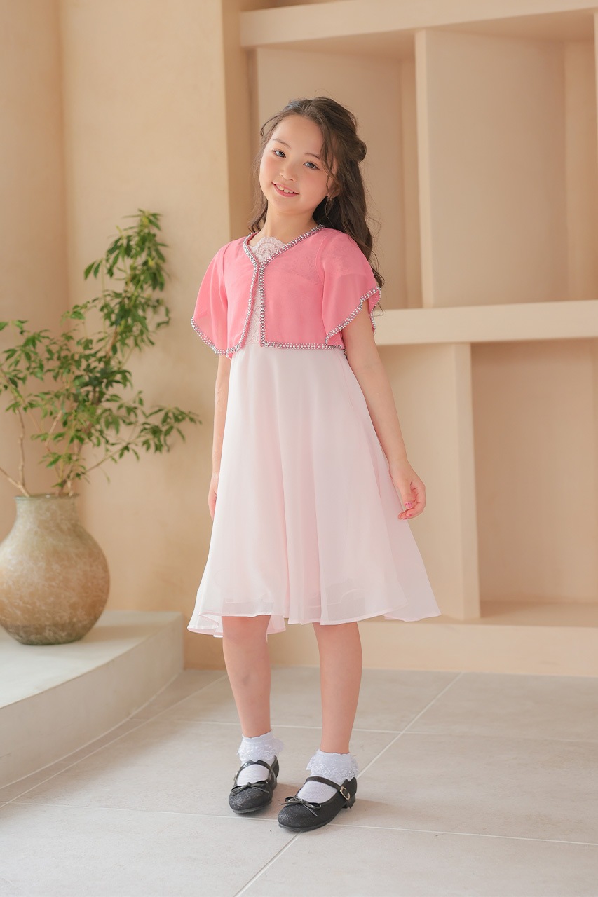エアリーシフォンビーズボレロ PINK 5-8歳 LMK26884P ｜パーティー