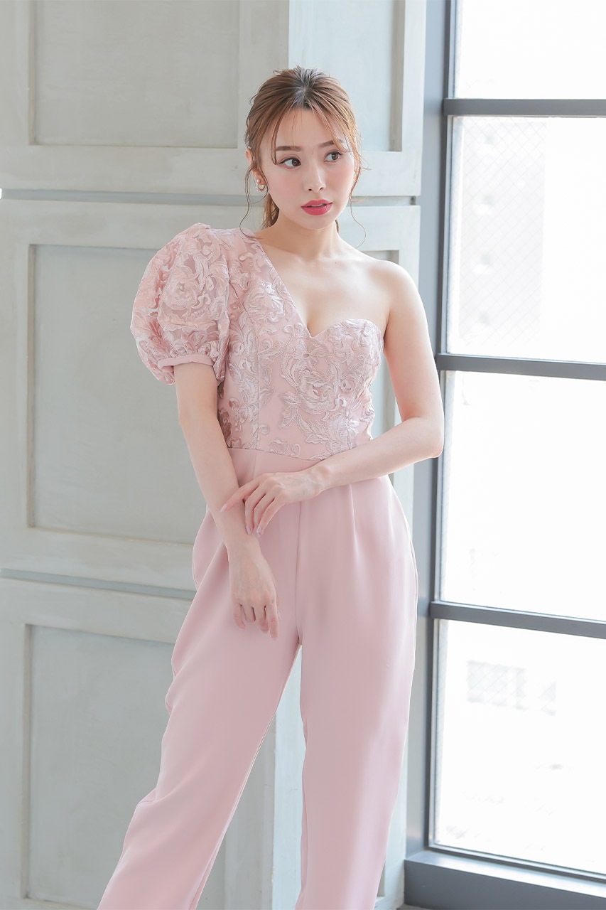 アウトレット品60％OFF】エンブロイダリーパフスリーブジャンプスーツ