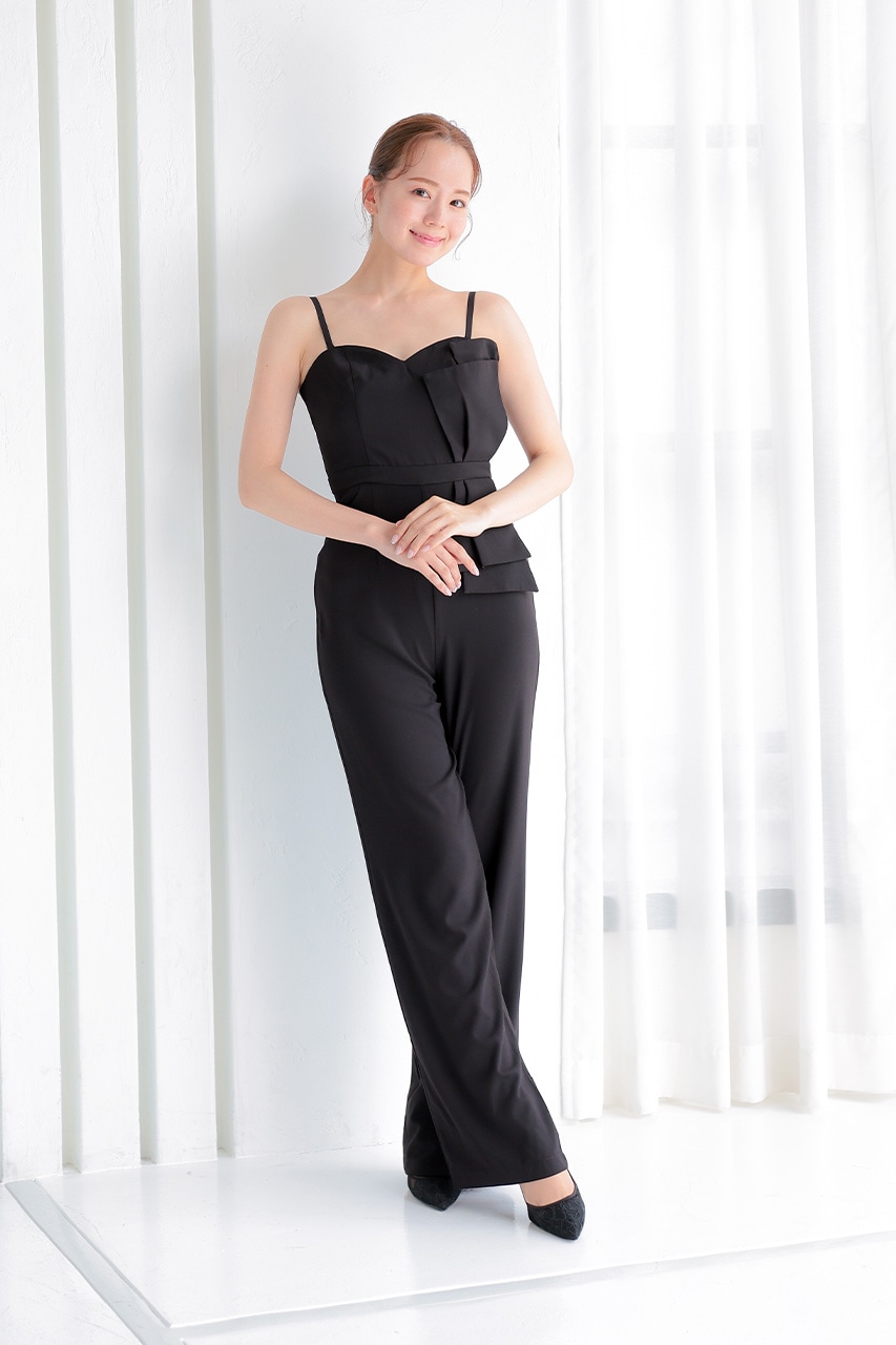 リボンディテール2WAYジャンプスーツ C1508BK ｜パーティードレス