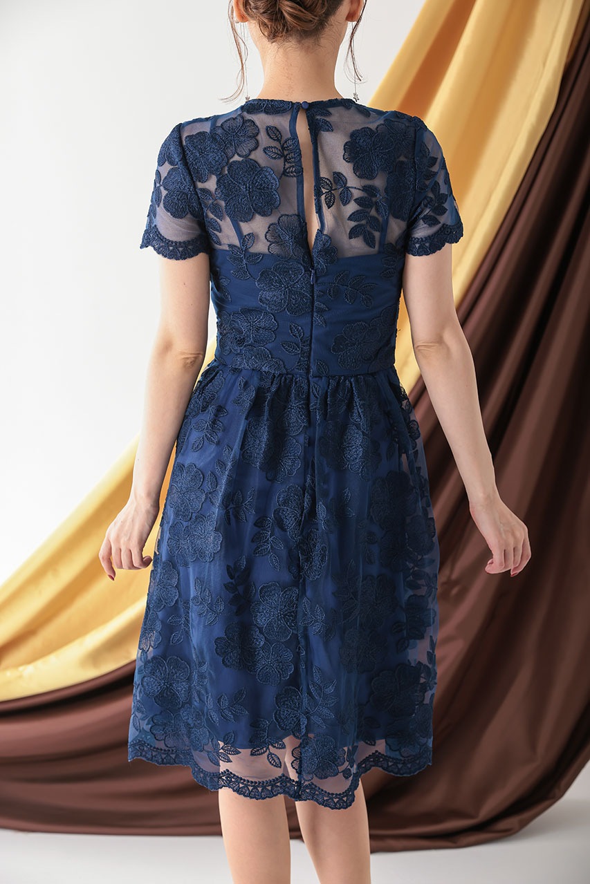エンブロイダリーフレアドレス C1647NY ｜パーティードレス