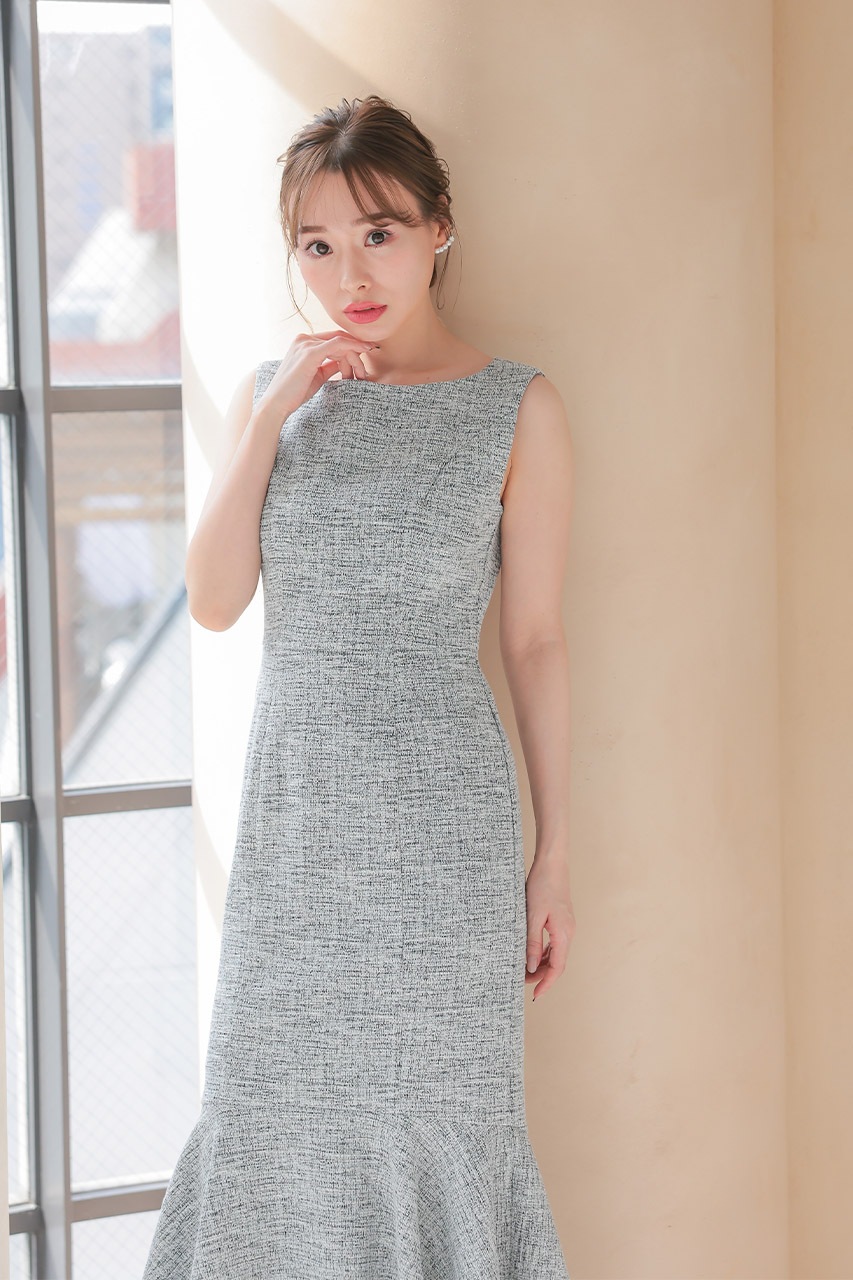 【美品】　TORYBURCH ツイード　ワンピース M 水色　オケージョン　韓国 美品】 TORYBURCH ツイード ワンピース M 水色 オケージョン