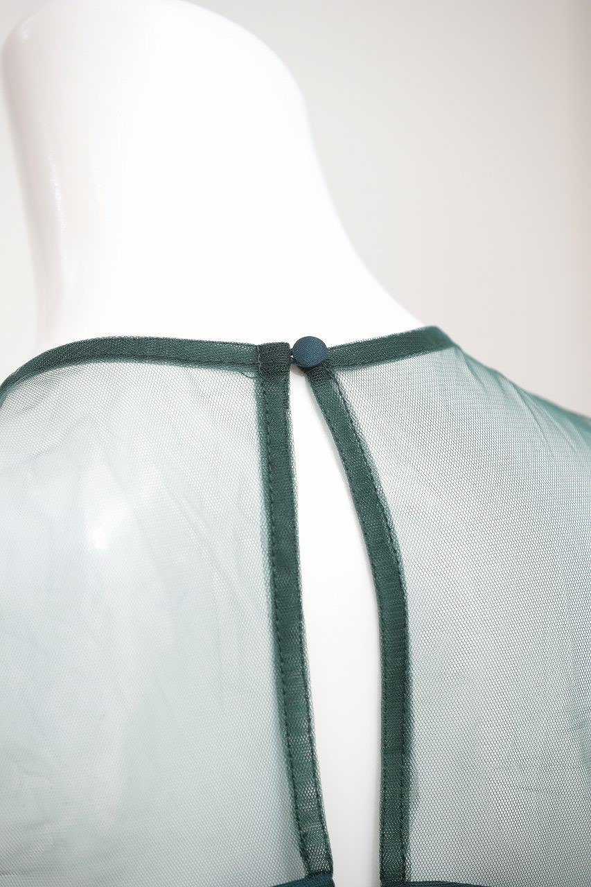 CHI CHI LONDON シアーレース フラワー刺繍ワンピース DarkGreen