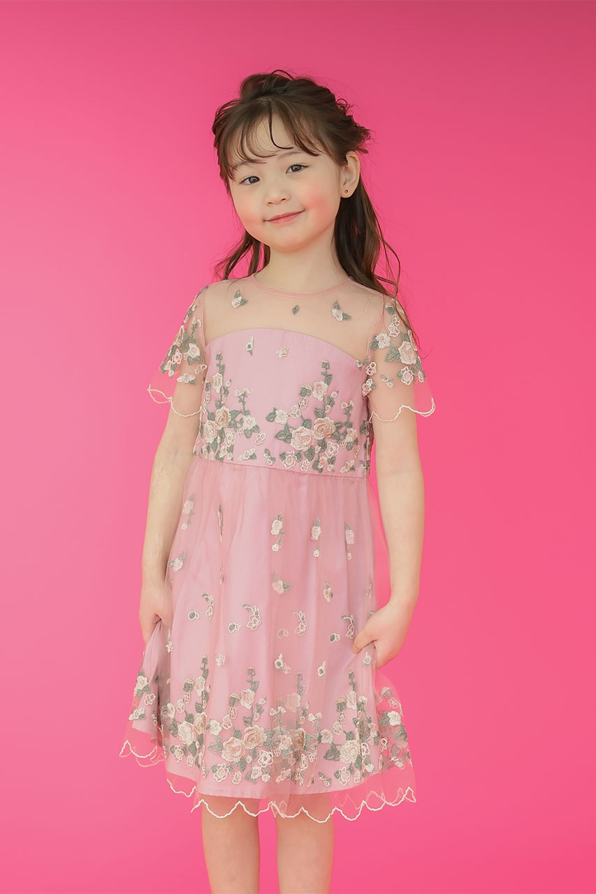 Chi Chi Girls フラワー刺繍シアーレースドレス 3-7歳 CG9624P
