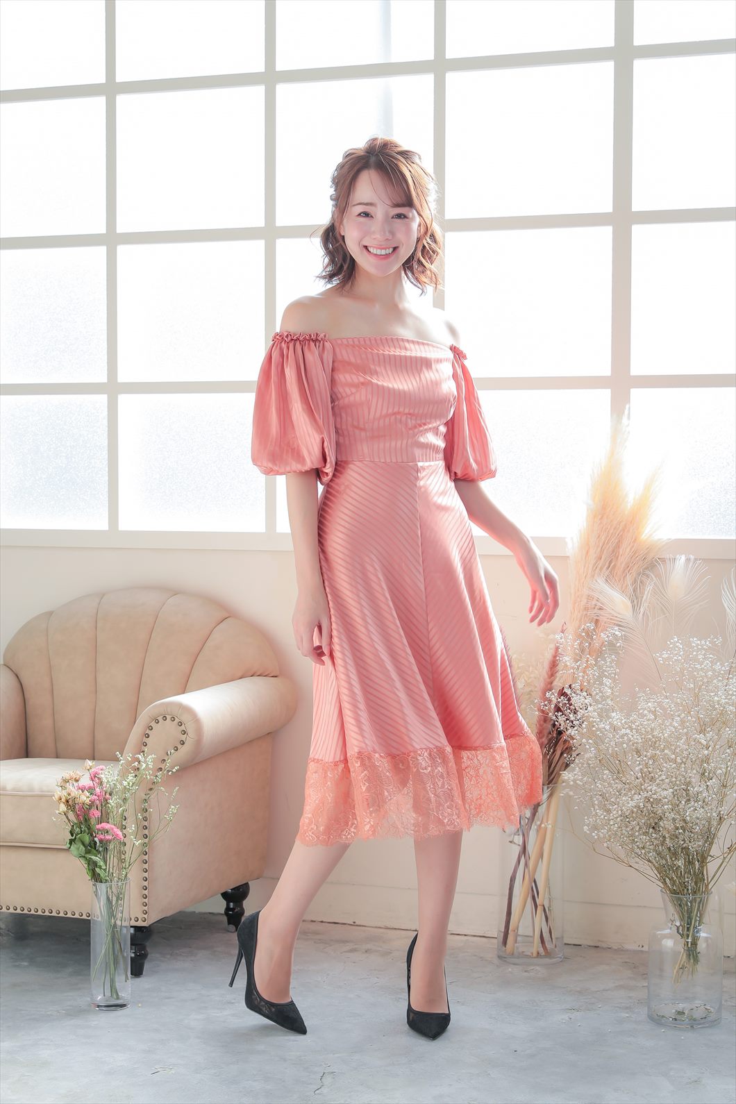 ISA FERRIS イサフェリス　キャバドレス　ラメ　オフショル　ピンク ISA FERRIS イサフェリス キャバドレス ラメ オフショル ピンク