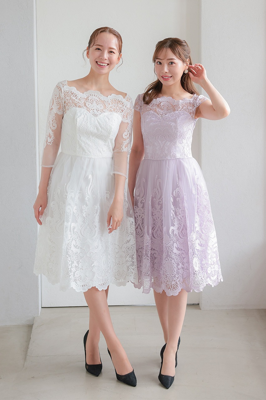 アウトレット品30%OFF】レースディテールフレアドレス Mサイズ