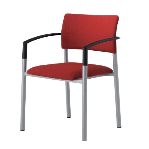 スタッキングチェア オカムラ ブラック肘 固定脚 背パッドあり L645AY-FFW