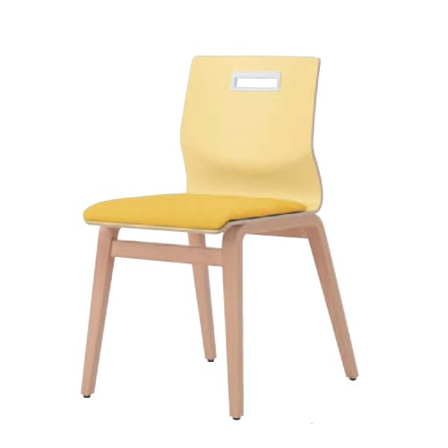 ミーティングチェア オカムラ シンプル かわいい 木脚 L409YW-PD33