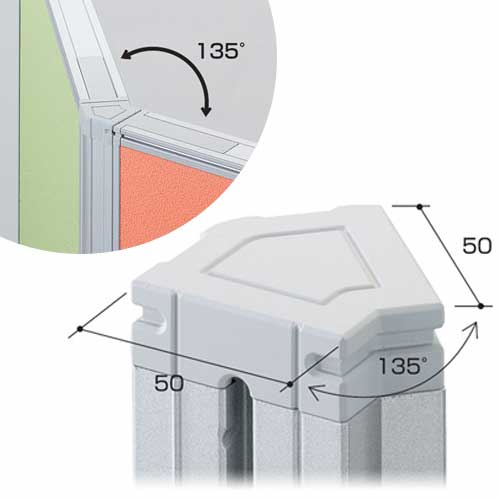 135度ポール 高さ1100mm 連結ポール くの字 く字 LPX-Z11