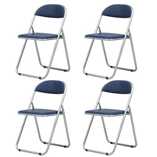 パイプ椅子 4脚セット 折りたたみ レザー張り 会議用チェア SFC-2M-S