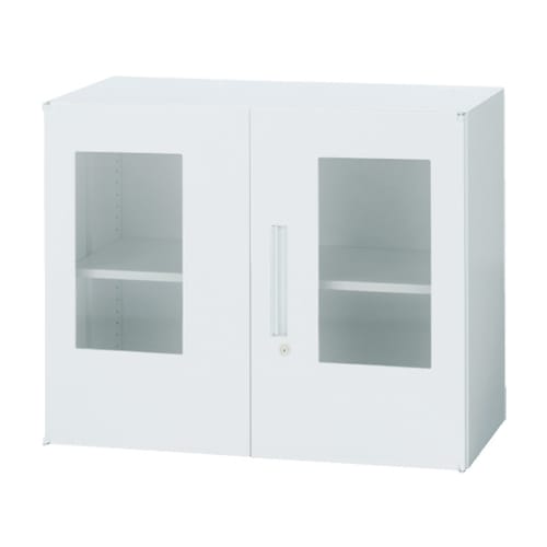 スチールキャビネット 両開き 窓付き書庫 鍵付き 幅900×奥行450×高さ