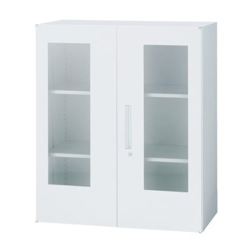 スチールキャビネット 両開き 窓付き書庫 鍵付き 幅900×奥行450×高さ1050mm TF-BG-11-9045-OW 東洋事務器工業