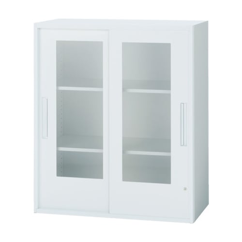 スチールキャビネット 引戸 窓付き書庫 鍵付き 幅900×奥行400×高さ1050mm TF-CG-11-9040-OW 東洋事務器工業