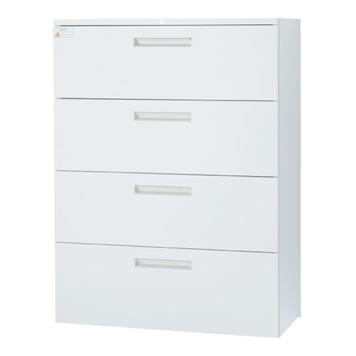 スチールキャビネット ラテラル 鍵付き 幅900×奥行450×高さ1200mm TF-L4-12-9045-OW 東洋事務器工業