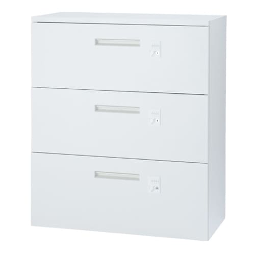 スチールキャビネット ラテラル 鍵付き 幅900×奥行400×高さ1050mm TF-L3D-11-9040-OW 東洋事務器工業