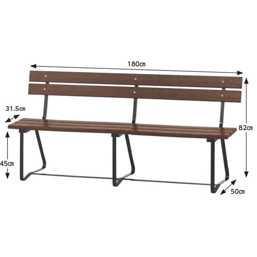 ベンチ 180cm 背もたれ付 長椅子 ガーデンベンチ S-0862（商品番号：ls