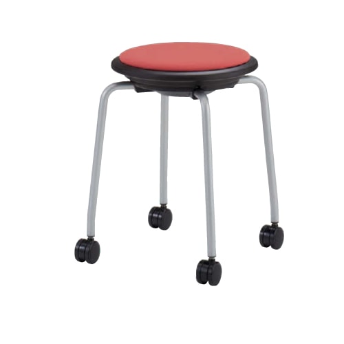 スツール キャスター付き 布張りパッド付き 背なしチェア 丸椅子 肘なしチェア 業務用 スタッキングチェア 回転チェア オフィス家具 93J