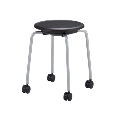 スツール オカムラ シルバーメタリック脚 キャスター付き 丸椅子 93J1CZ-G721