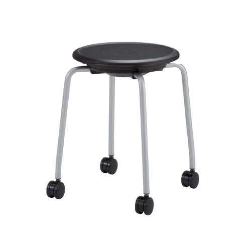 スツール オカムラ シルバーメタリック脚 キャスター付き 丸椅子 93J1CZ-G721