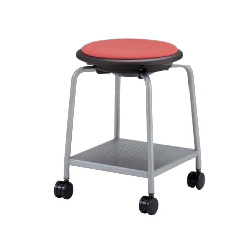 スツール オカムラ シルバーメタリック脚 布張り キャスター付き 93J1JF-F