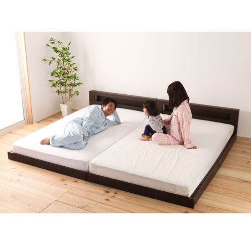 フロアベッド セミダブル フレーム 連結 照明 コンセント付き 低