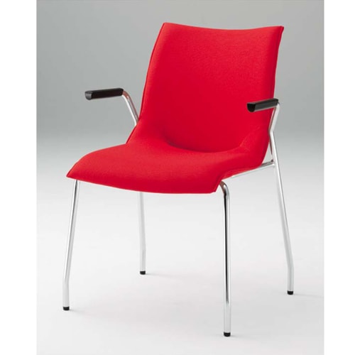 ミーティングチェア オカムラ 4本脚 肘付き 布張り 8145FA-FXW