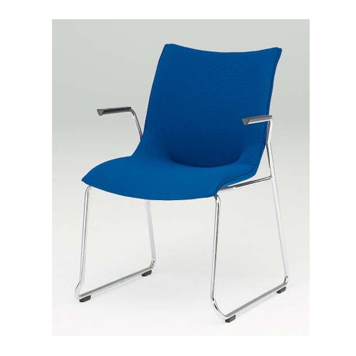 ミーティングチェア オカムラ クローズ脚 肘付き 布張り 8145GA-FXW