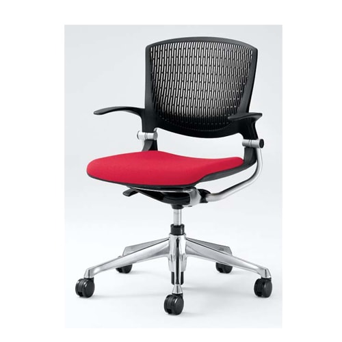 ミーティングチェア オカムラ グラータ 肘付き ブラックシェル 8142LA-F