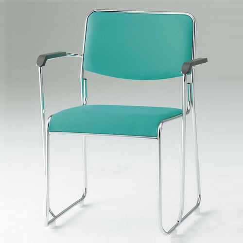 スタッキングチェア 4脚セット 肘付き 布張り ミーティングチェア FSC-15MAS