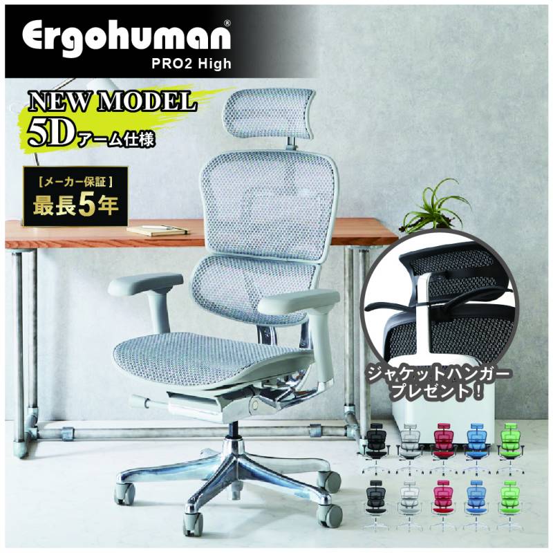 エルゴヒューマン プロ2 ハイタイプ 5Dアームレスト Ergohuman EHP2