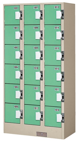 18人用コインロッカー 3列6段 高性能コイン式錠前装置 ケーシング 備品 TJK-3618SN