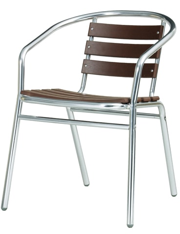 ラウンジチェア 屋外 木目 肘付 スタッキングチェア AL-P53AC（商品