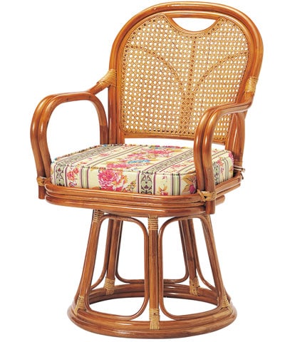 ラタンチェア R-440S 回転 椅子 いす イス 肘付 籐 ラタン回転チェア 籐回転椅子 籐家具 籐座椅子 籐座いす 籐座イス 天然