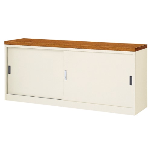 スチール引戸書庫 幅1760mm 木天板付き 戸棚 キャビネット BER-ST12T(N