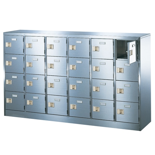 シューズボックス 24人用 6列4段 カギ付 ロッカー BST-SUS6-4WK（商品