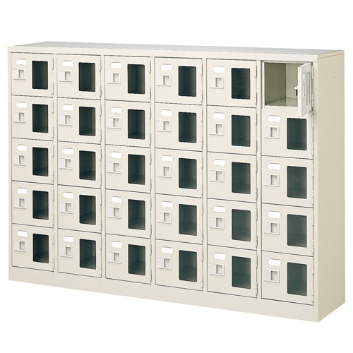 シューズボックス 30人用 6列5段 カギ付 ロッカー BST6-5WMXK(N)（商品