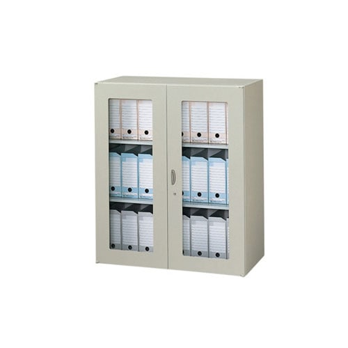 両開き書庫 幅899×奥行400×高さ1050mm 収納庫 保管庫 スチール書庫 NWS