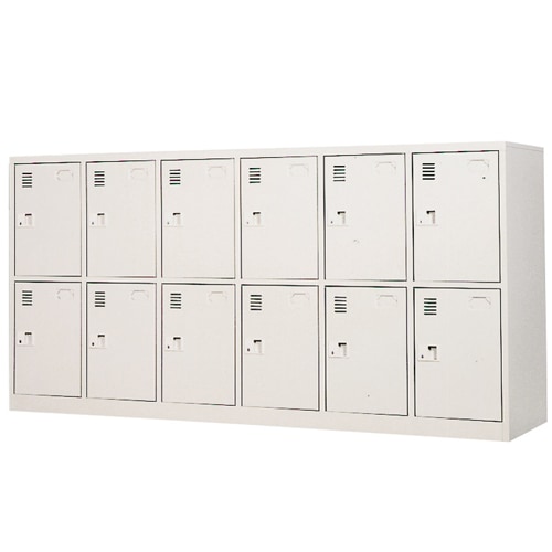 ヒゲメンロッカー ロッカー 12人用 6列2段 シリンダー錠 スチールロッカー LK-1262（商品