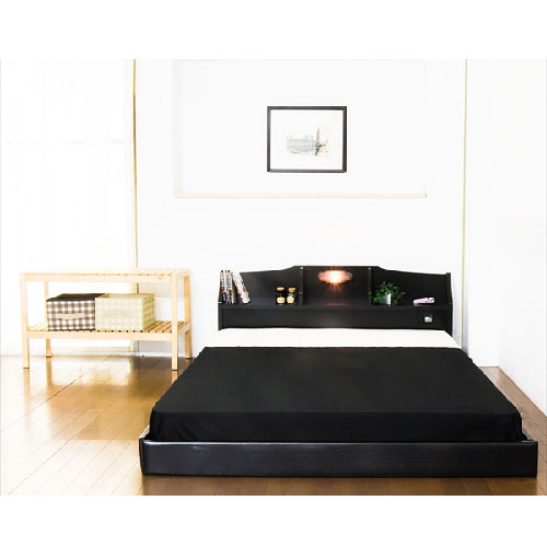 ベッドフレーム フロアベッド セミダブル マットレス付き 棚 コンセント付きフロアベッド プレミアムポケットコイルマットレス付き セミダブル ベッドフレーム フロアベッド セミダブル マットレス付き スリムヘッド