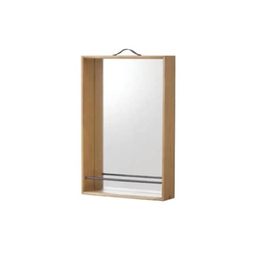 ミラー 収納付きミラー 天然木フレーム 鏡 置き型ミラー 小物収納 